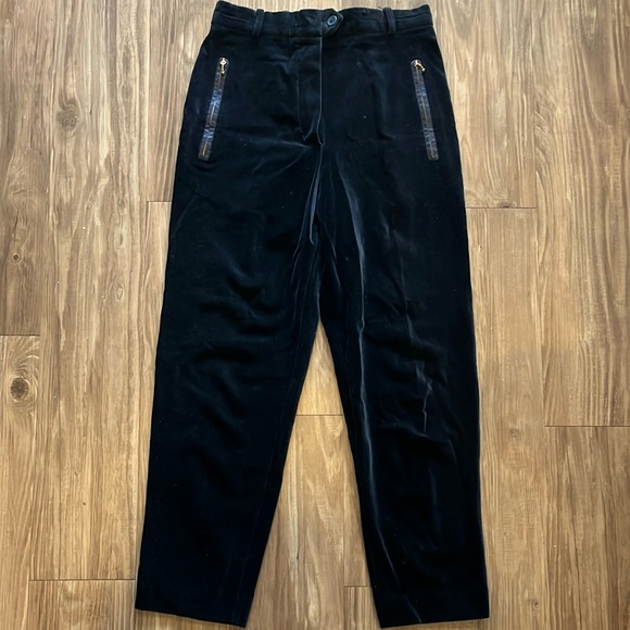 Vintage Escada High Waisted Navy Velvet Pants Navy Size 4 - Picture 1 of 6